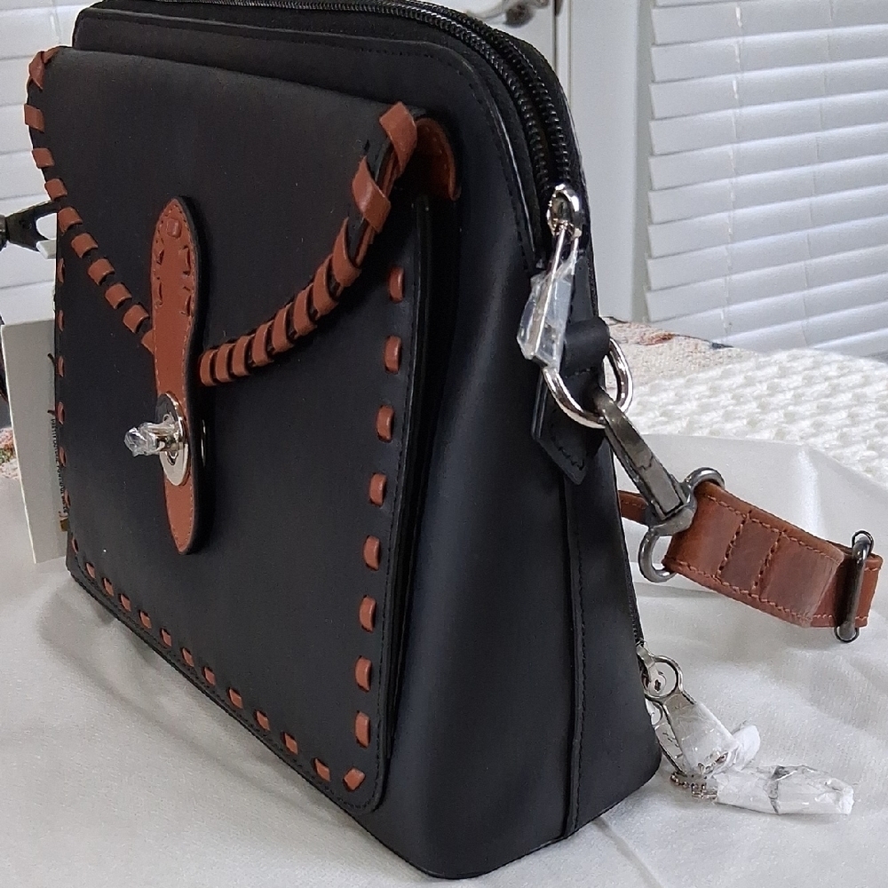 Lady Conceal Black and Brown Leather Crossbody Bag - Picture 4 of 13
